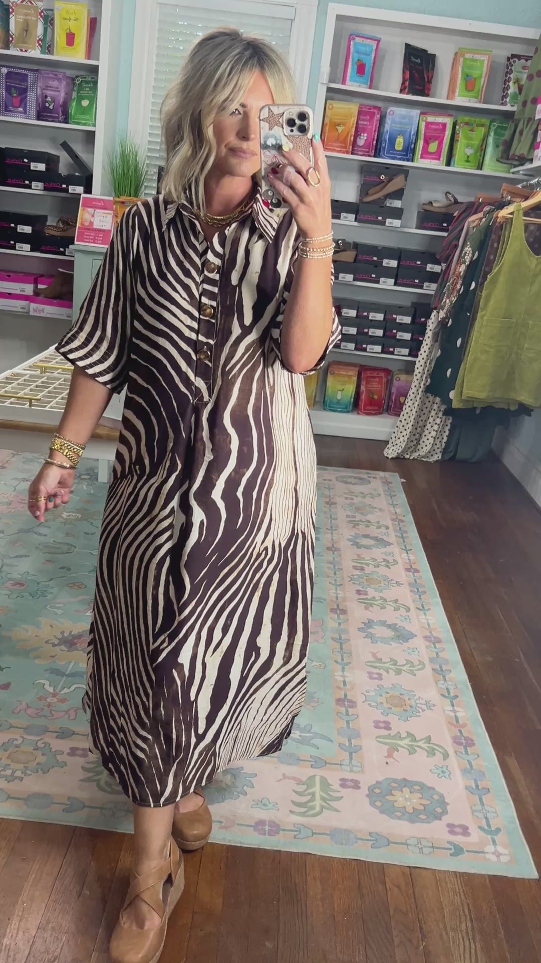 Usual Plans Zebra Print Midi Dress - Brown