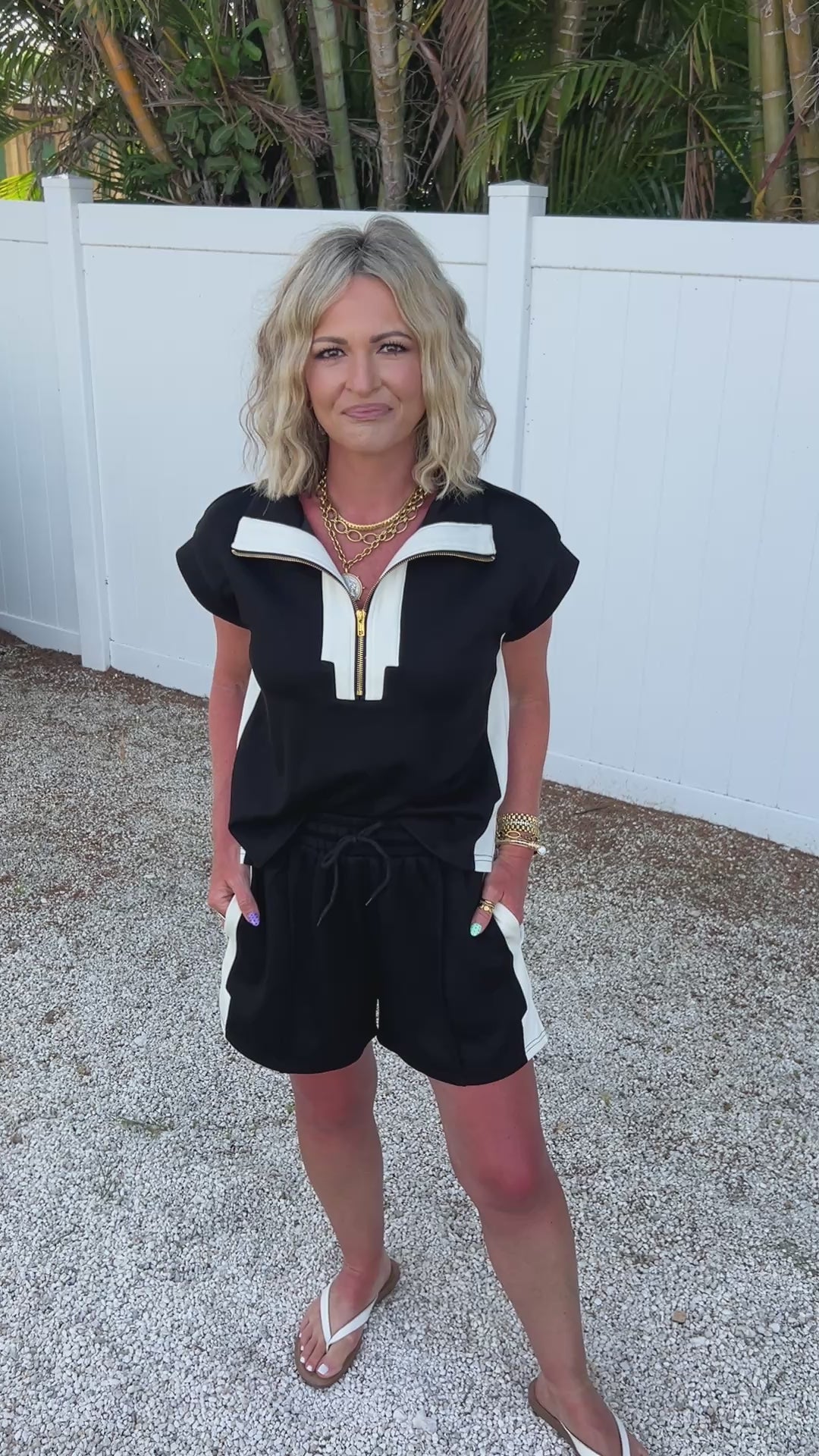 Can't Talk Casual Top and Shorts Set - Black