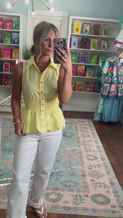 In Your Happy Place Scolloped Top - Yellow