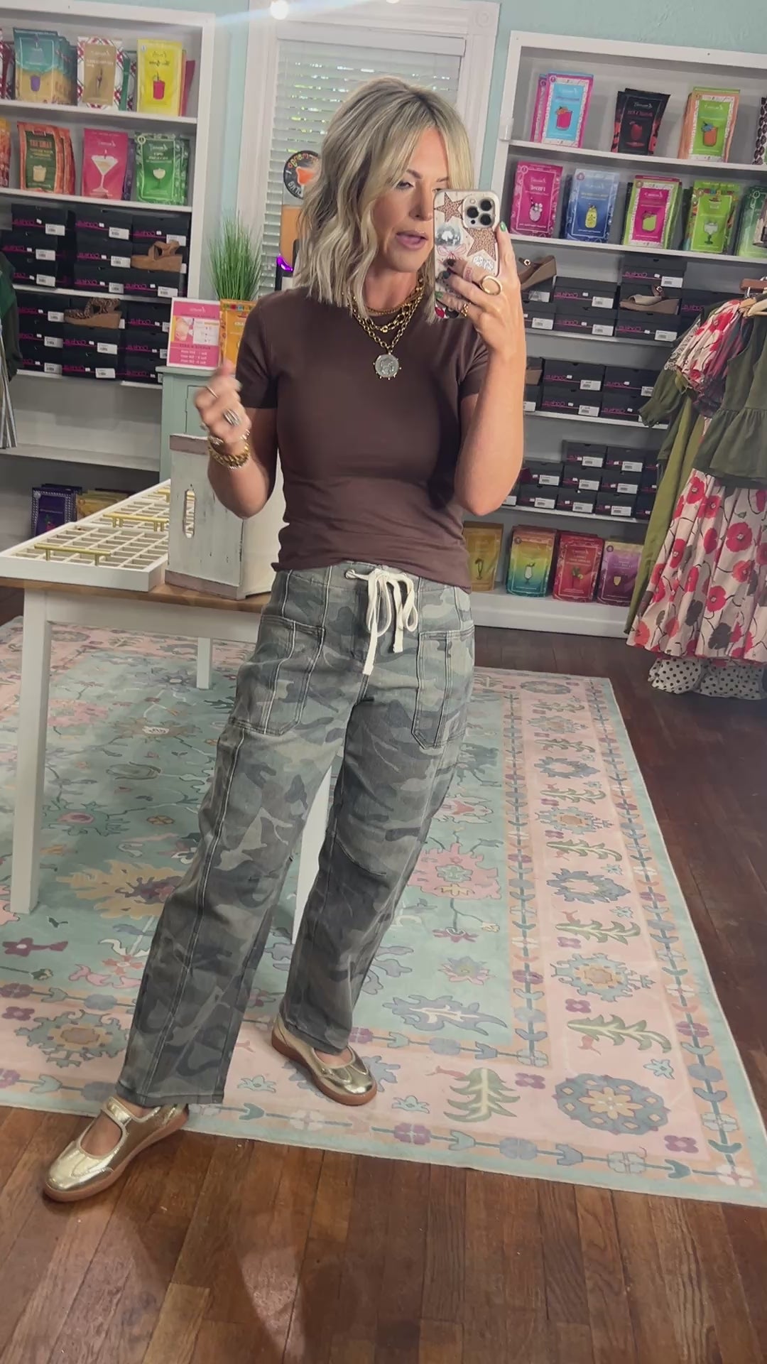 Risen| Slouchy Crop Barrel Camo Pants