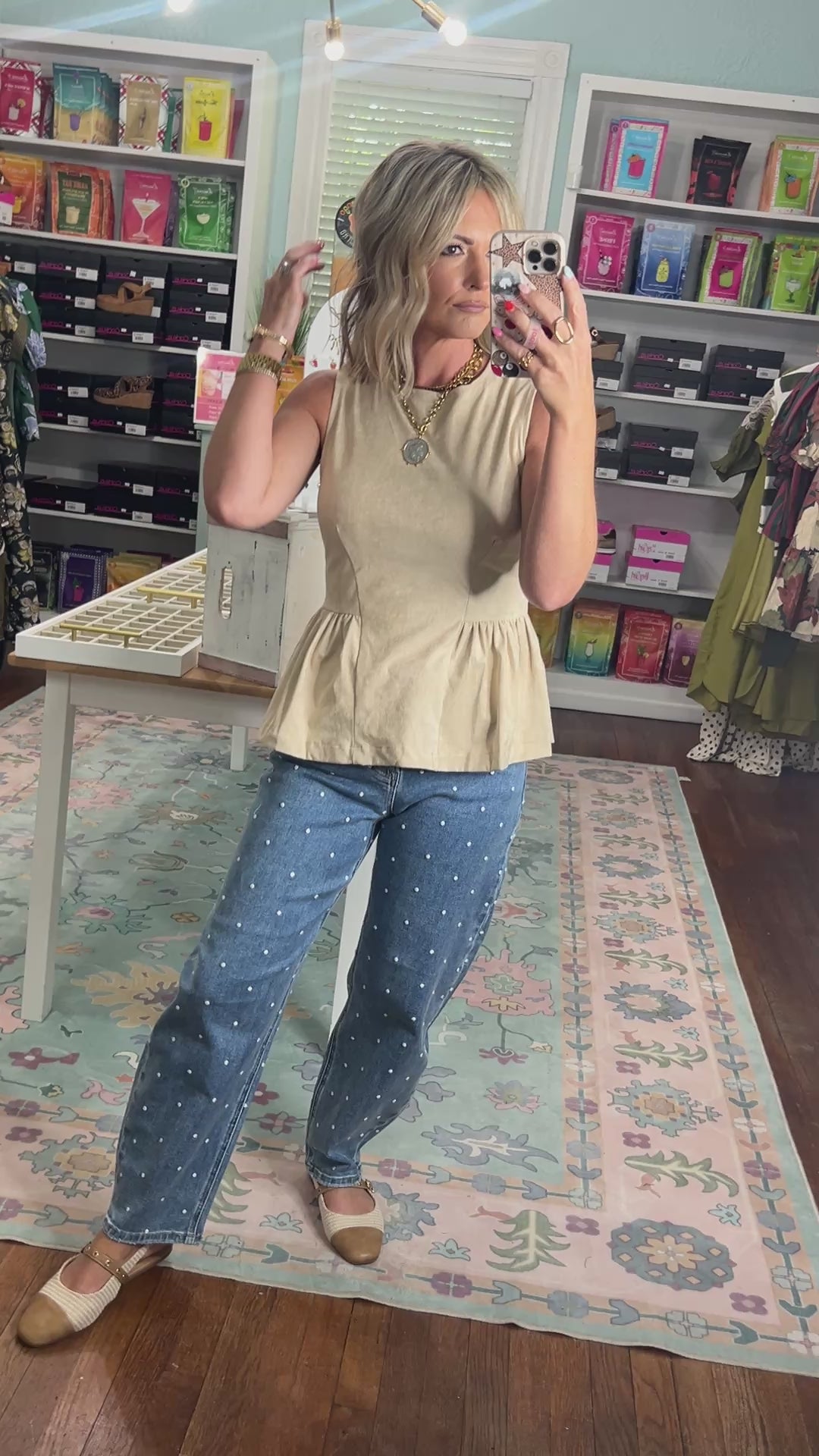 Make My Day Sleeveless Peplum Top - Olive