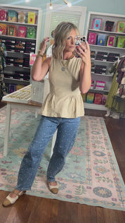 Make My Day Sleeveless Peplum Top - Olive