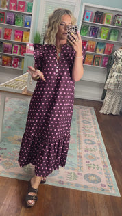 Vintage Spotlight Midi Dress - Wine