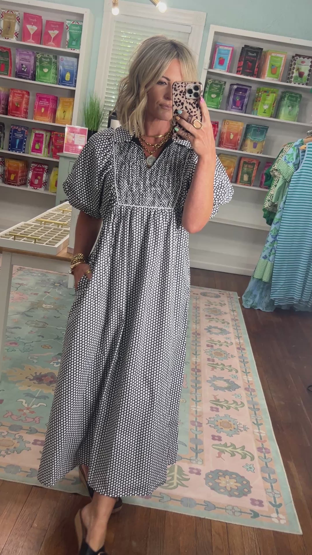 Purely Charming Polka Dot Midi Dress - Black