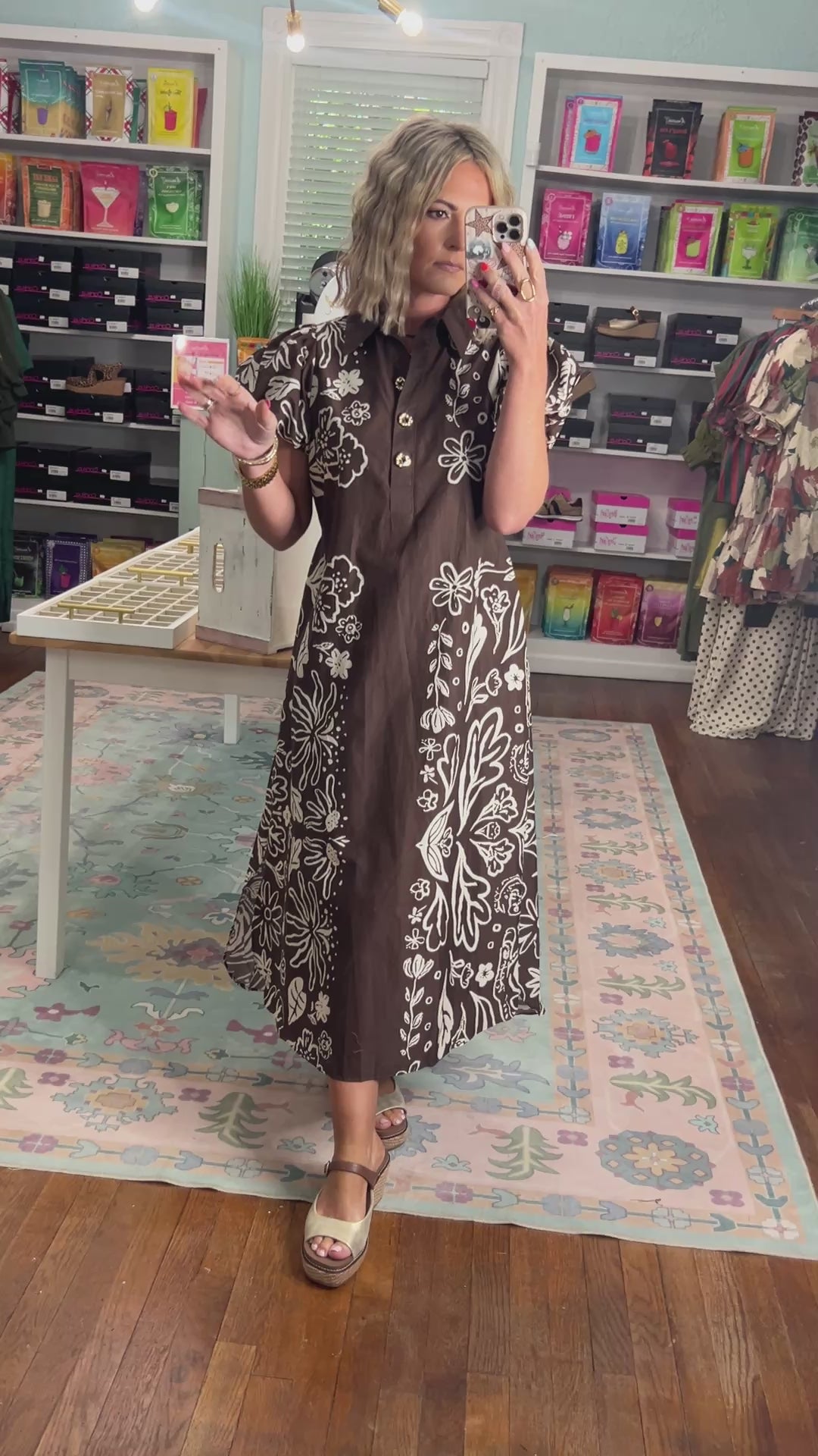 True Intention Floral Midi Dress - Brown