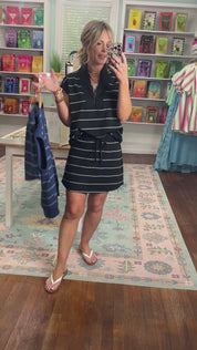 At a Moments Notice Stripe SKORT - Black