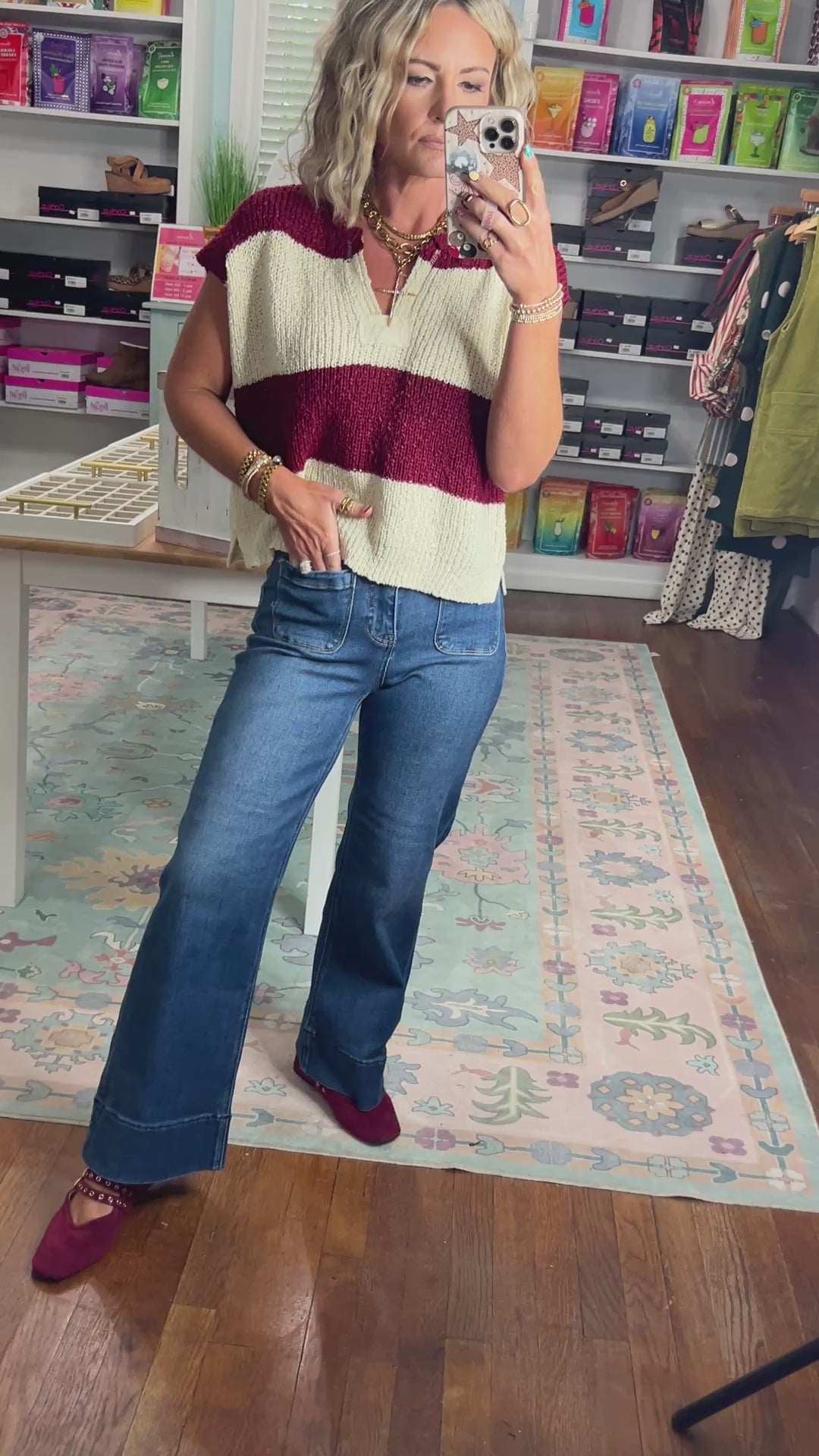 Risen | High Rise Crop Wide Front Patch Pocket Jeans
