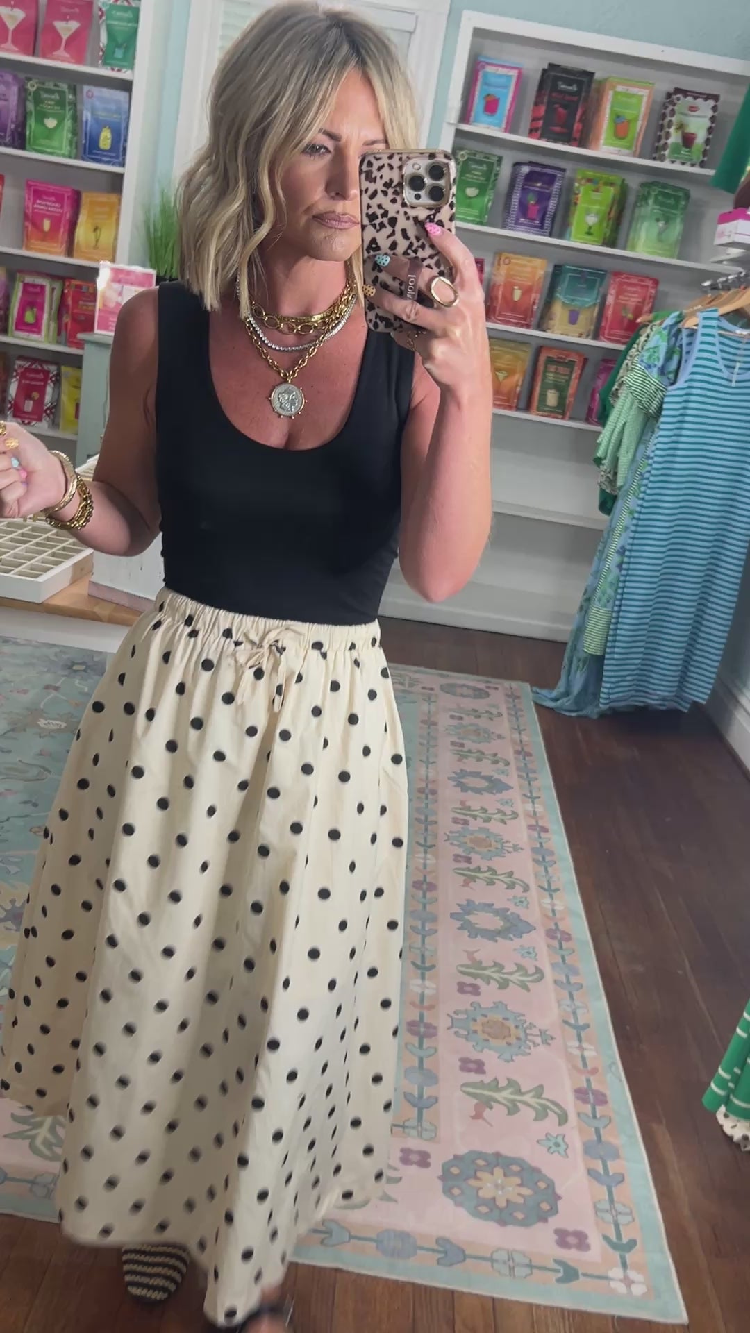 Spotted and Styled Classic Polka Dot Midi Skirt