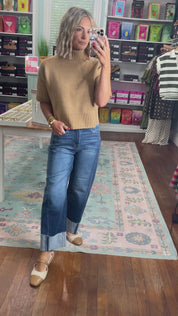 Just Walk By Short Sleeve Sweater - Camel