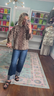 Wild At Heart Leopard Print Sweater Top - Ecru/Mocha