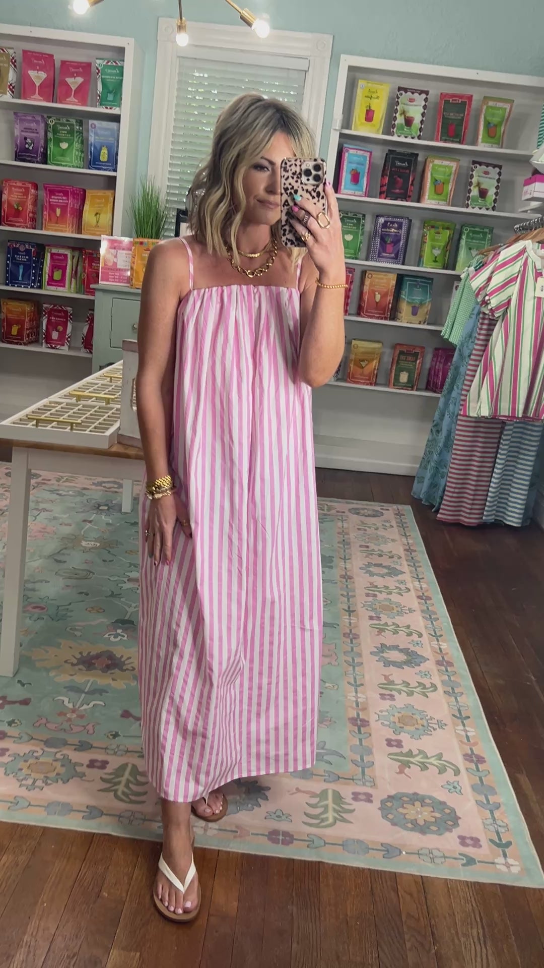 Mimosas and Mingle Striped Midi Dress