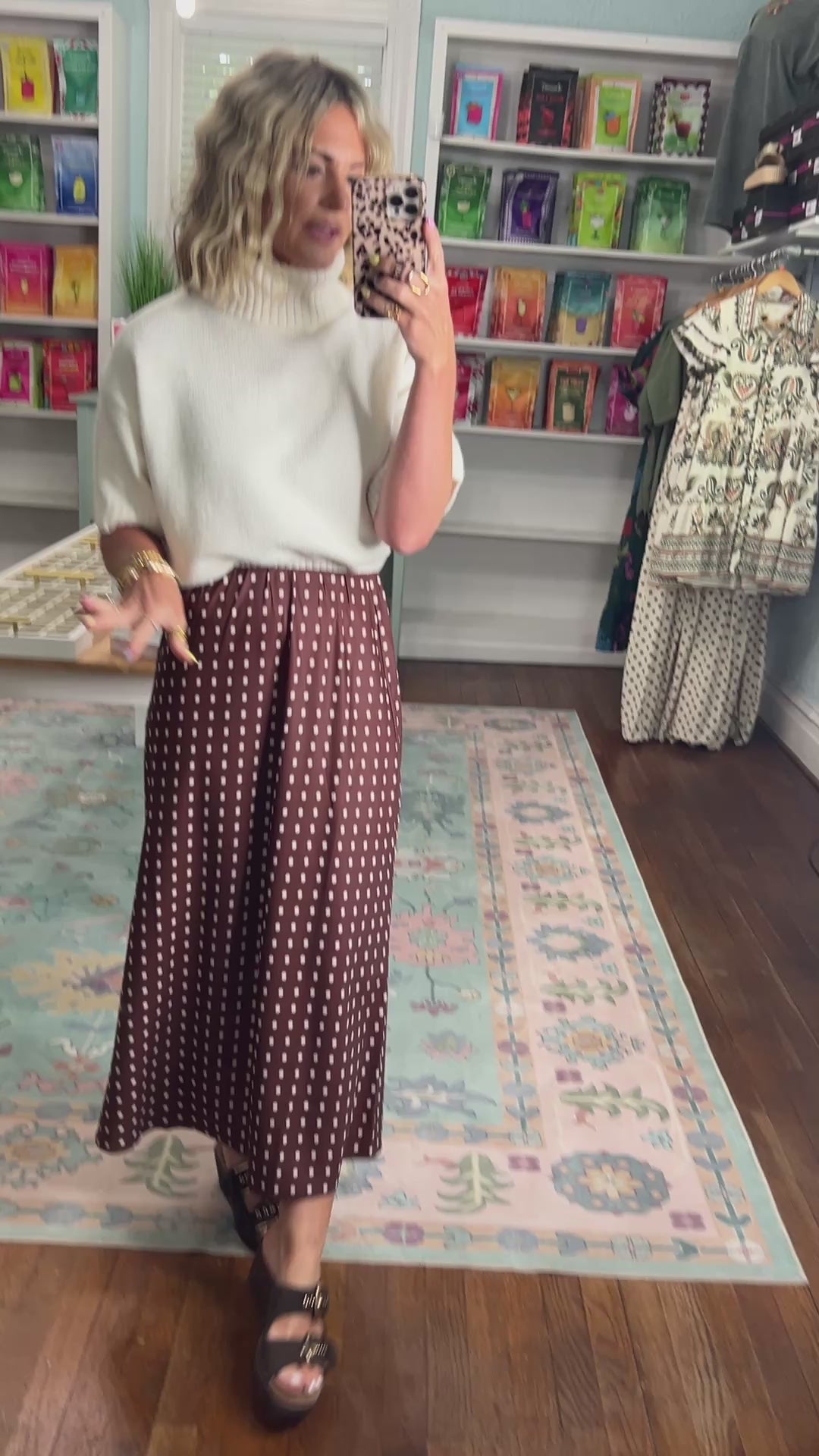 After Hours Polka Dot Midi Skirt - Choco/White