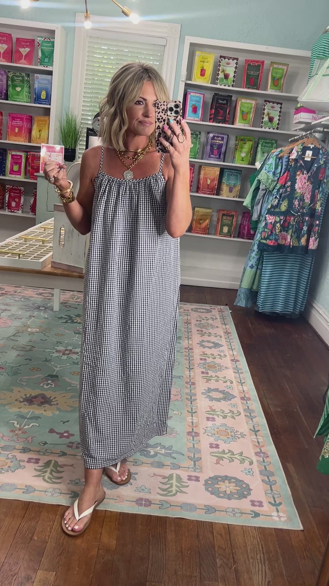 Completely Charming Gingham Cami Maxi Dress-Navy