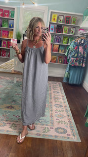 Completely Charming Gingham Cami Maxi Dress-Navy