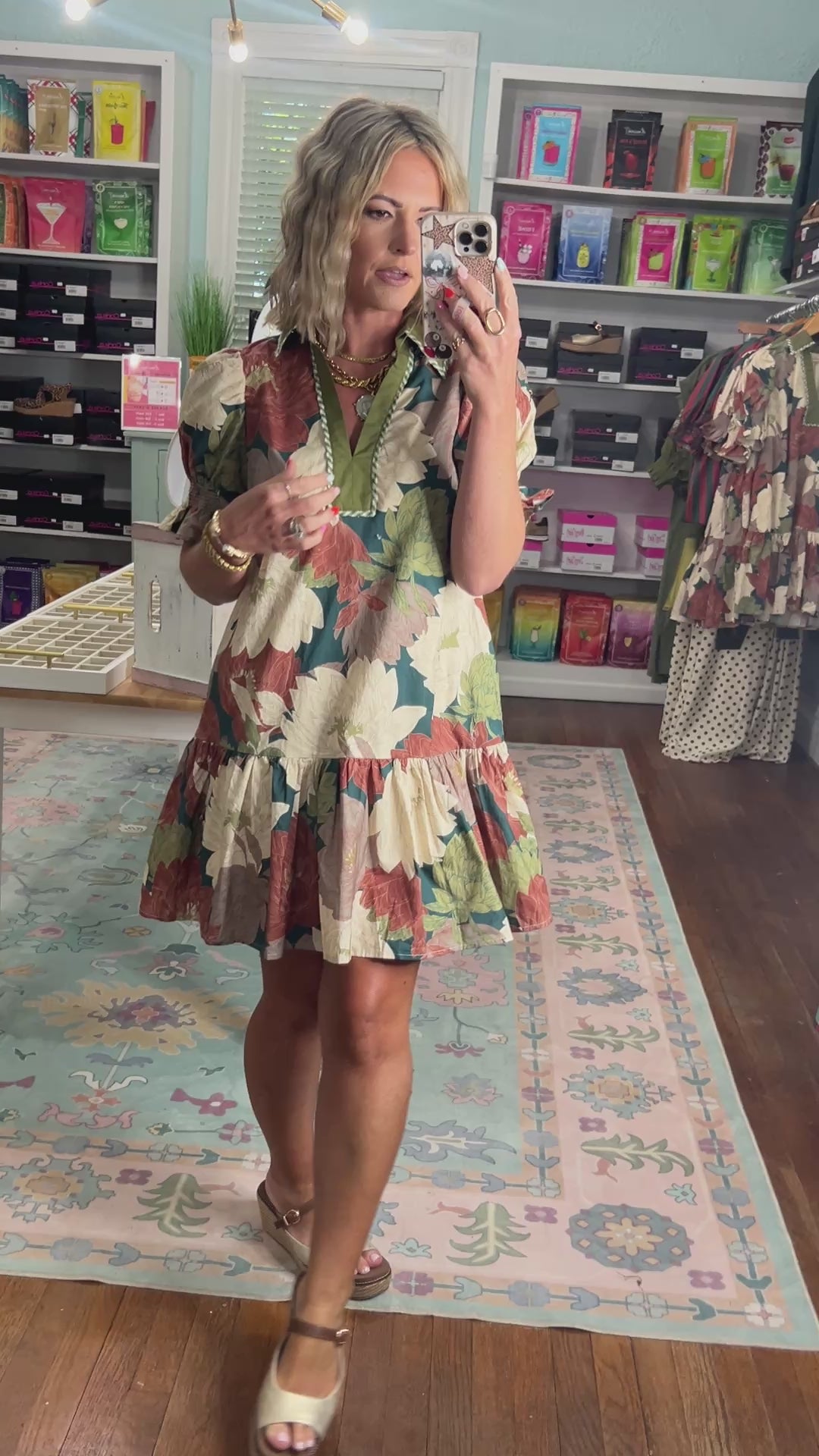 Amber Blooms Floral Mini Dress