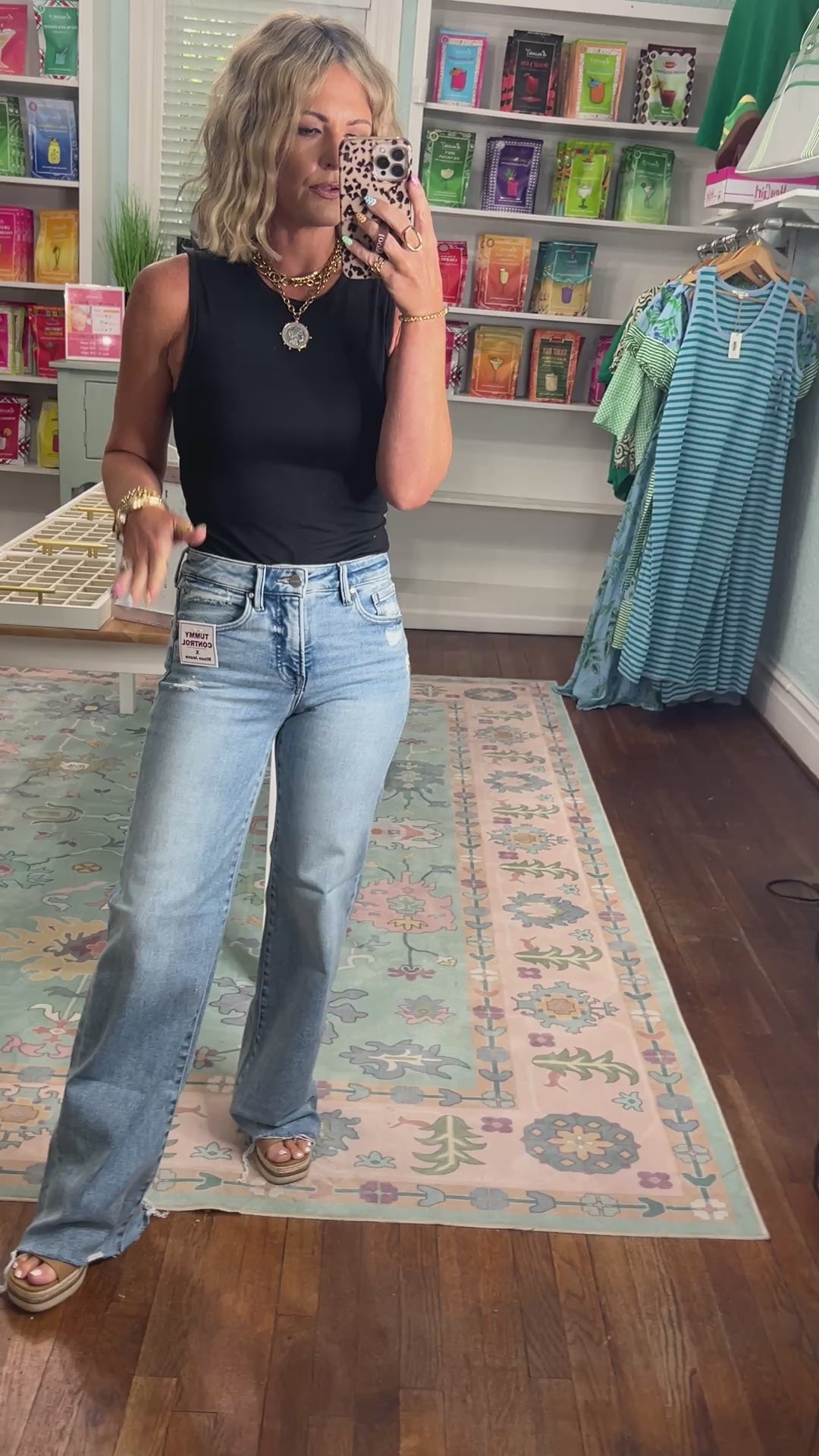 Risen |Tummy Control Mid Rise Wide Jeans