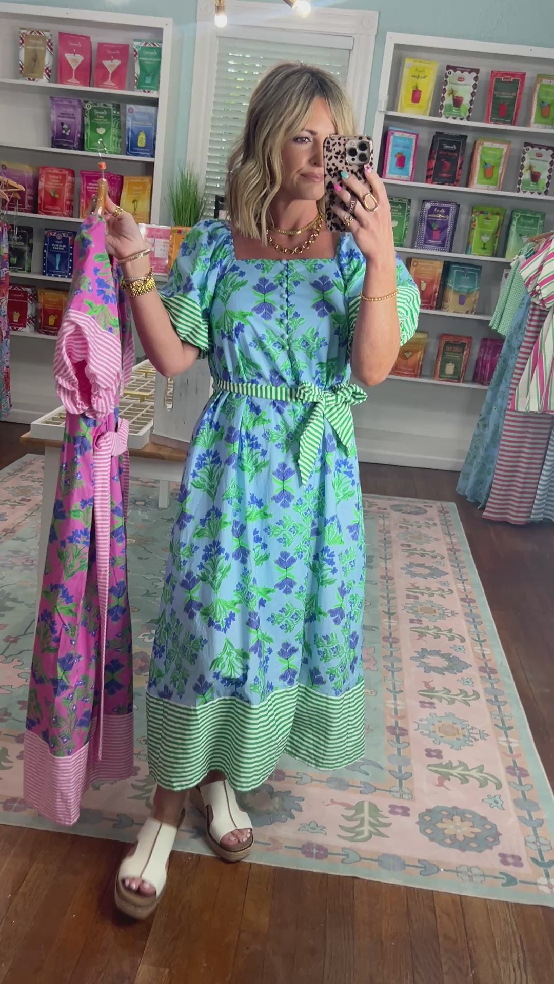 Something Special Botanical Print Midi Dress - Blue