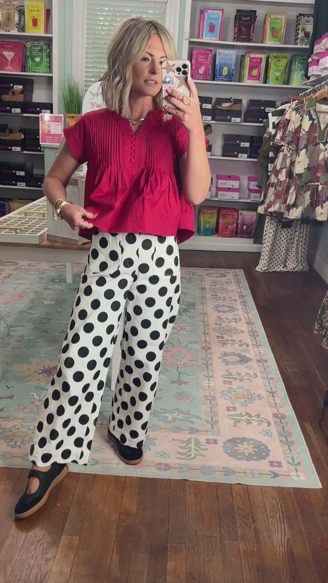 The Dot Edit Wide Leg Denim Pants - Off White