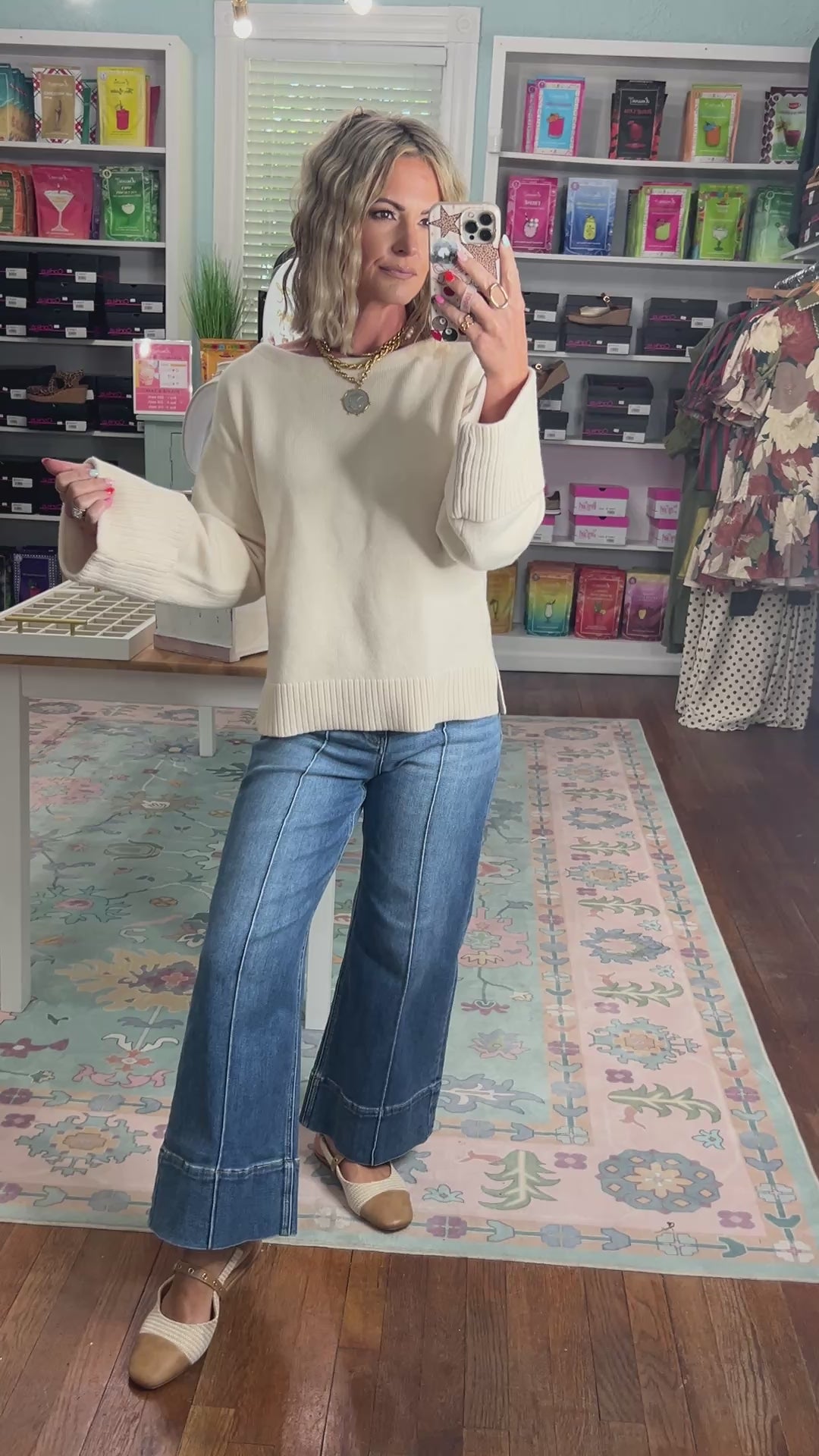 Comfy Discovery Wide Sleeve Sweater - Ecru