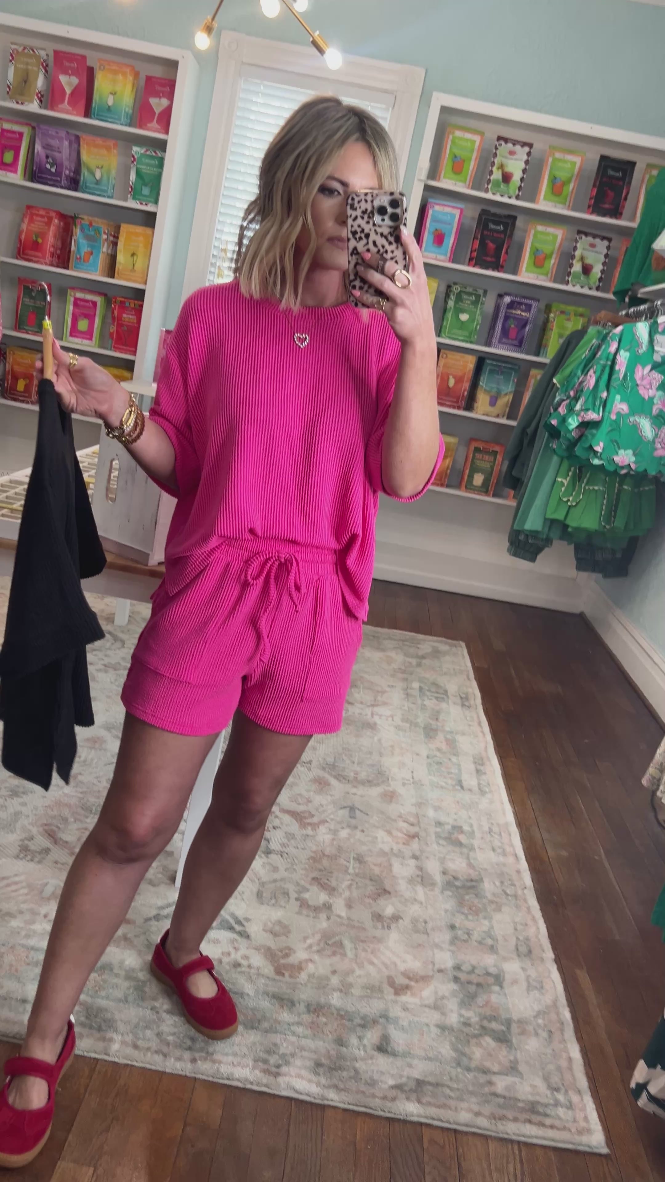 Live A Little Ribbed Set - Black