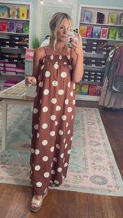 Mocha Dot Maxi Dress - Brown