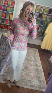 Spring Dress It Up Mesh Tops - Pink Spring Floral