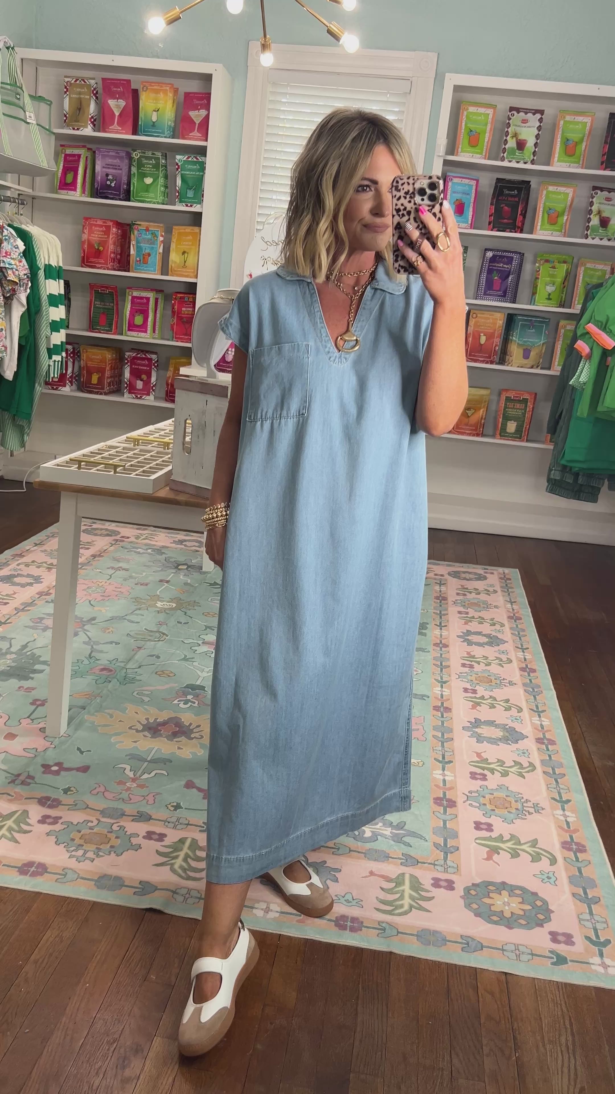 Only For You Collared Denim Dress