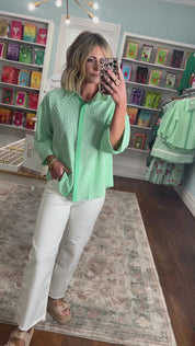Can't Leave It Alone Gingham Top - Mint