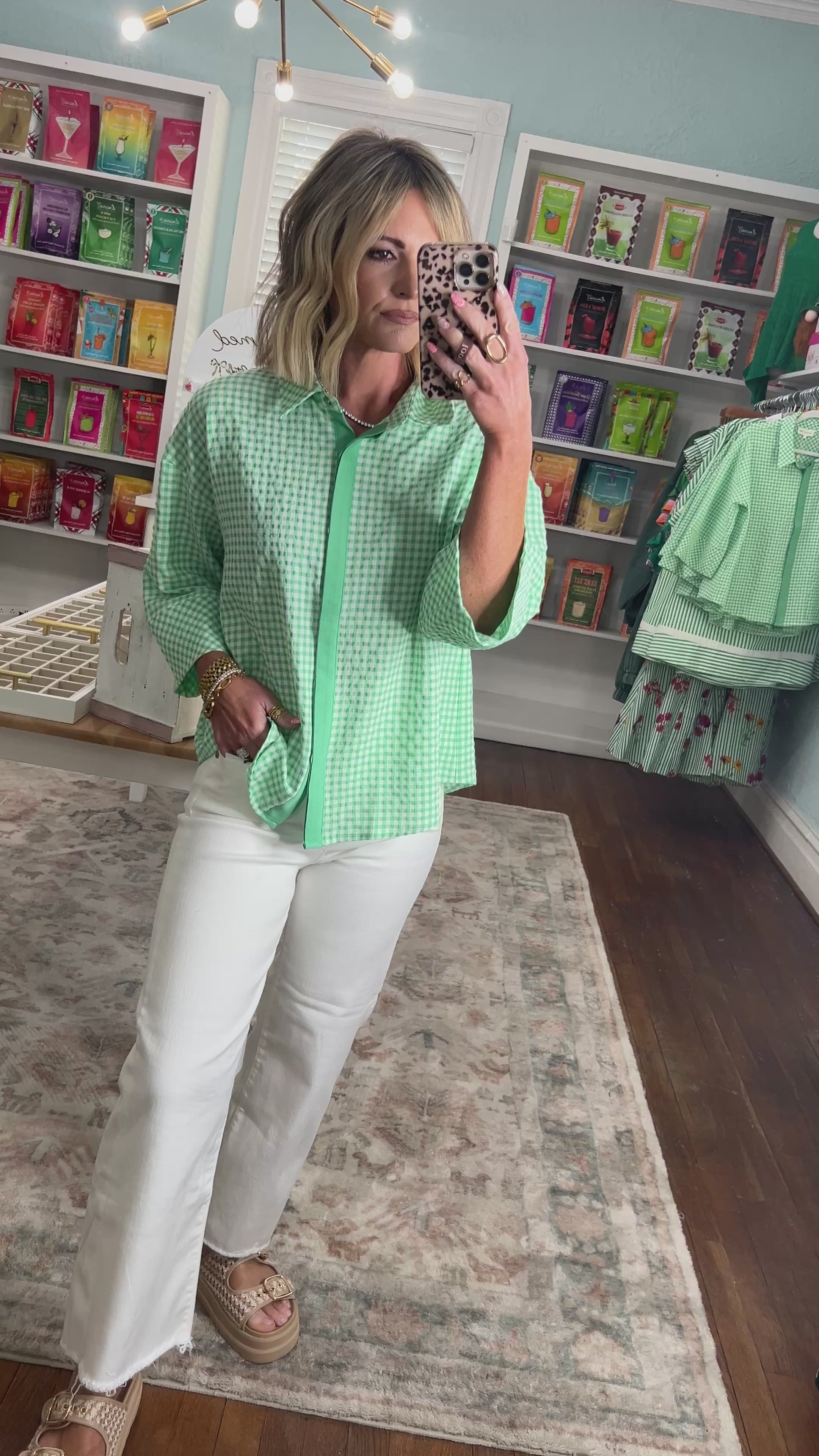 Can't Leave It Alone Gingham Top - Mint