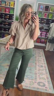 Best Of You Puff Sleeve Top- Hunter Green