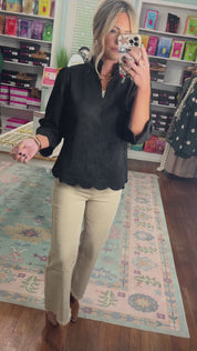 Places To Be Faux Suede Top - Camel
