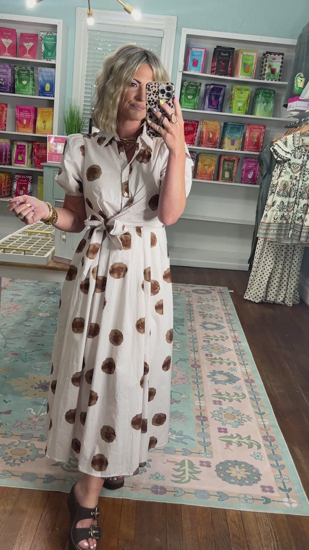 Charming in Dots Midi Dress - Ecru