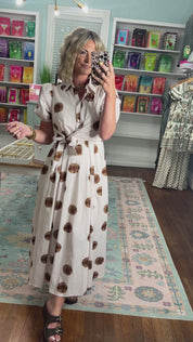 Charming in Dots Midi Dress - Ecru