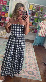 Elegance Unfolded Strapless Midi Dress