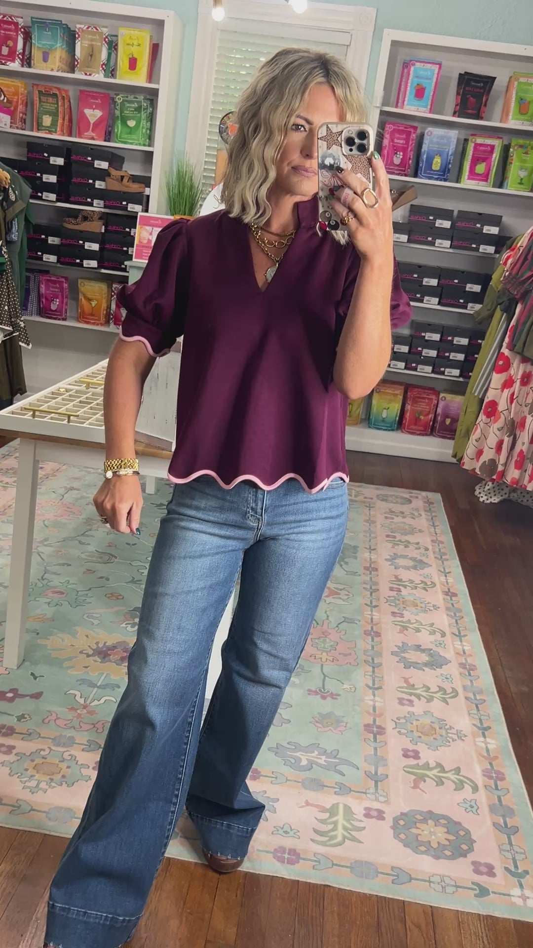 All That Charm Short Sleeve Top - Plum