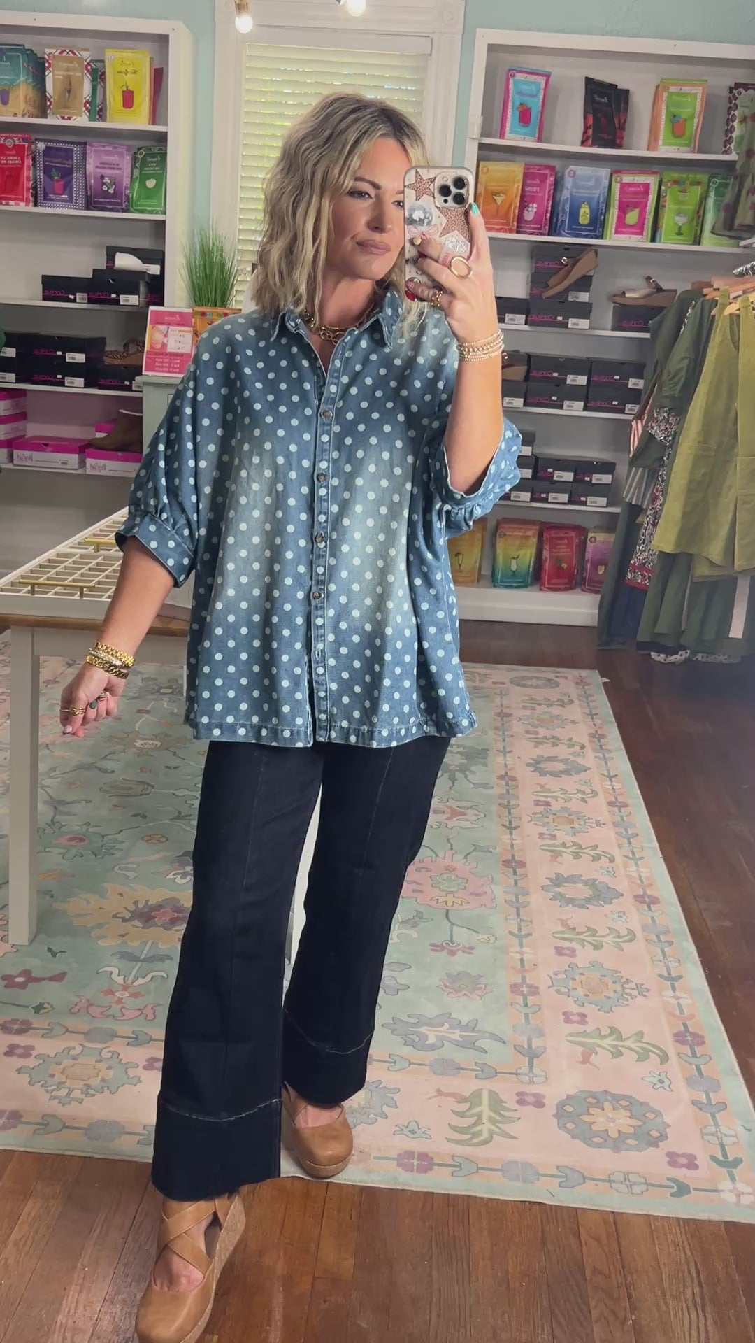 Smiles and Styles Button Front Denim Shirt
