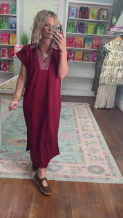 Casual Staple Midi Dress - Burgundy