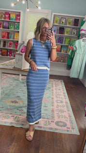 Sunset Stroll Sweater Tank and Skirt Set - Guava/Cream