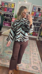 A Pattern of Distinction Animal Print Top - Lt. Blue