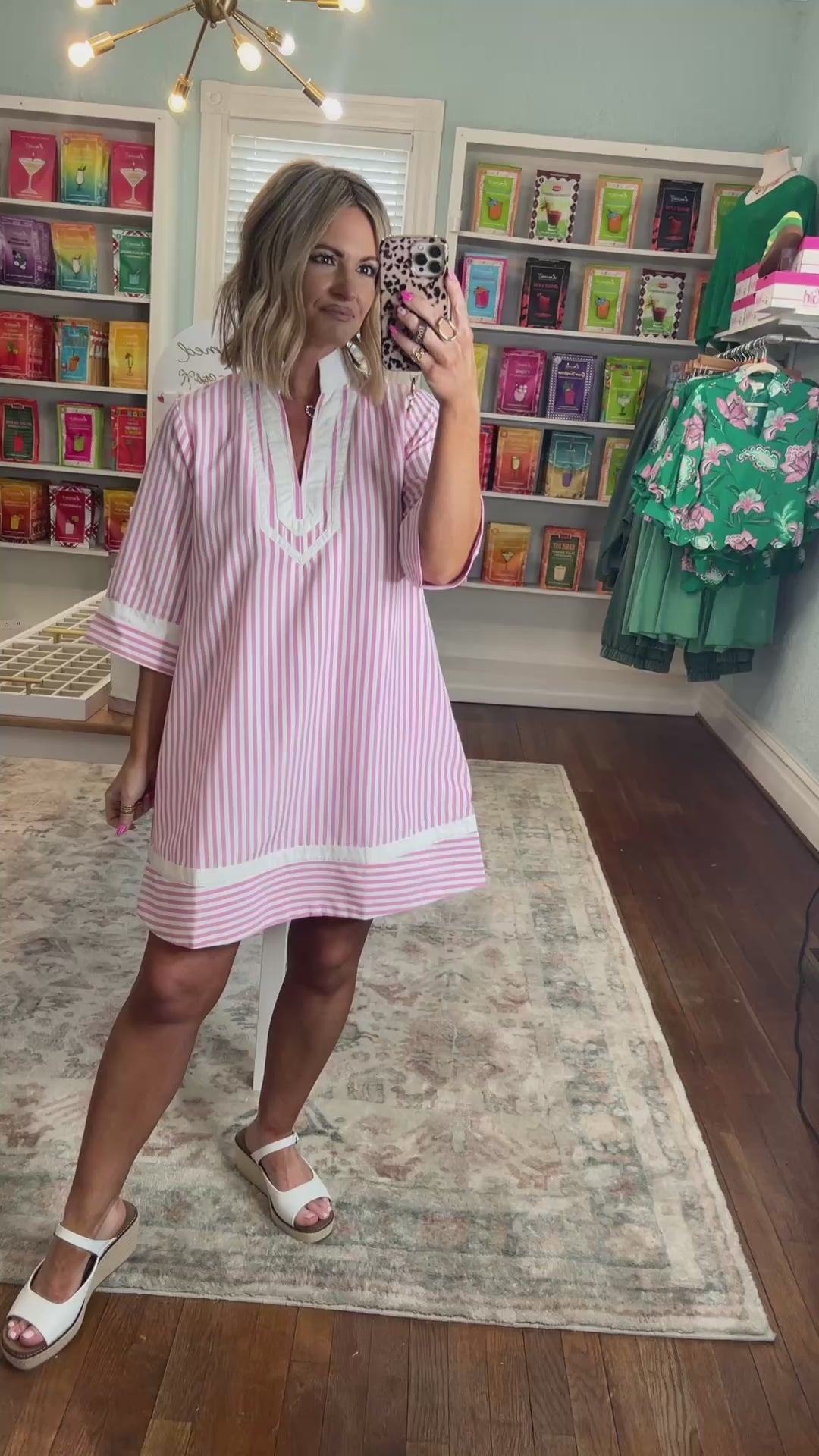 Social Hour Striped Mini Dress - Green