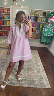 Social Hour Striped Mini Dress - Green