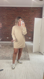 Embrace The Comfort Sweatshirt Dress - Taupe