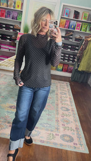 Merrow Edge Detail Mesh Top - Black