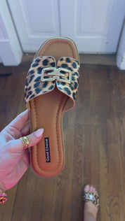 Bergen Leopard Flat Sandals