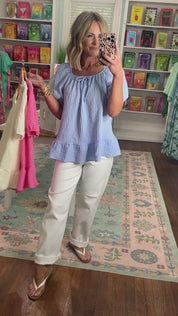 Share Your Happiness Textured Top - Lt. Blue