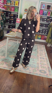 Polka Party Knit PANTS - Brown