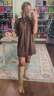 If You Insist Brush Mini Dress - Brown