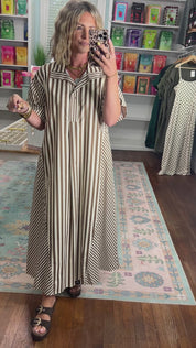 Mocha Charm Stripe Dress