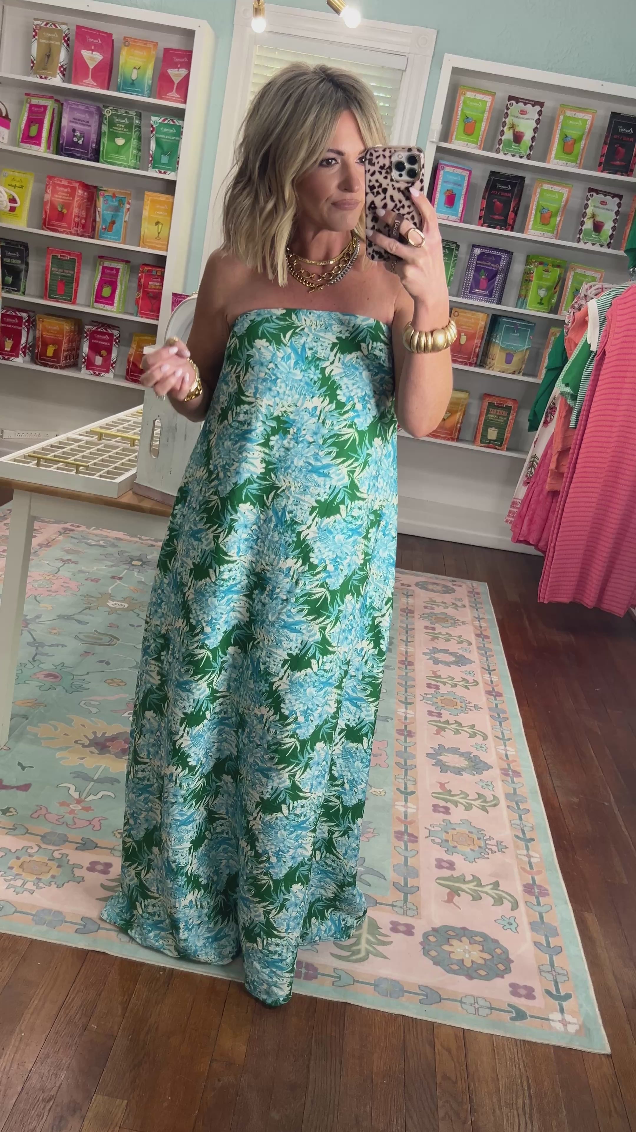 Garden Tea Party Strapless Maxi Dress