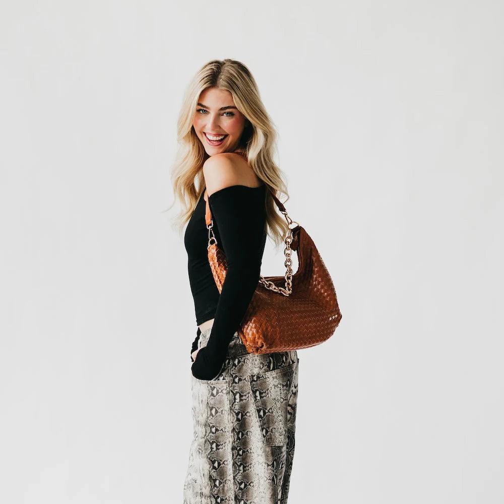 Pretty Simple | Sienna Slouchy Woven Shoulder Bag - Brown